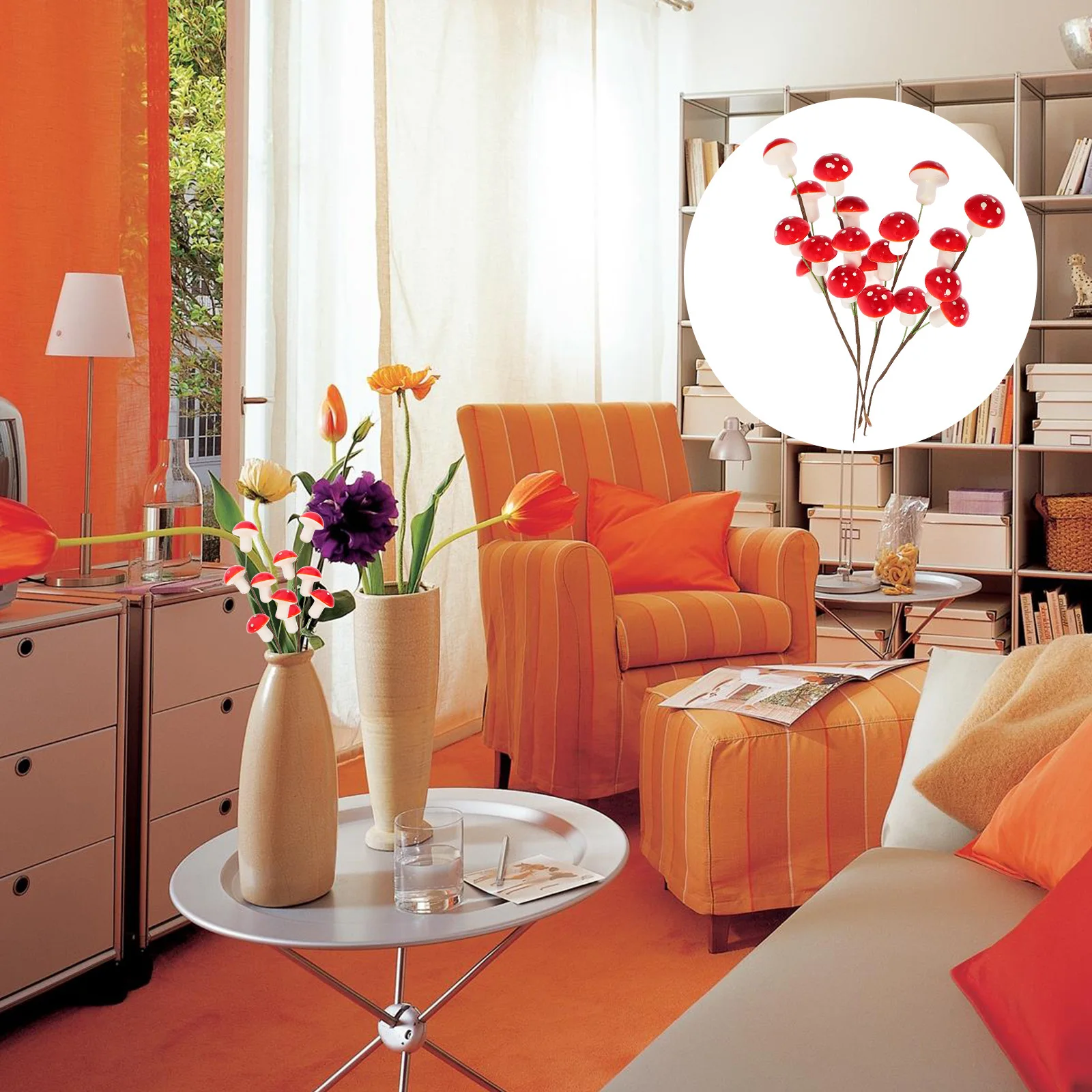 

4Pcs Artificial Mushroom Plants Foam Simulation Red Fairy Garden Mushrooms for DIY Micro Landscape Home Decor Bonsai Ornaments