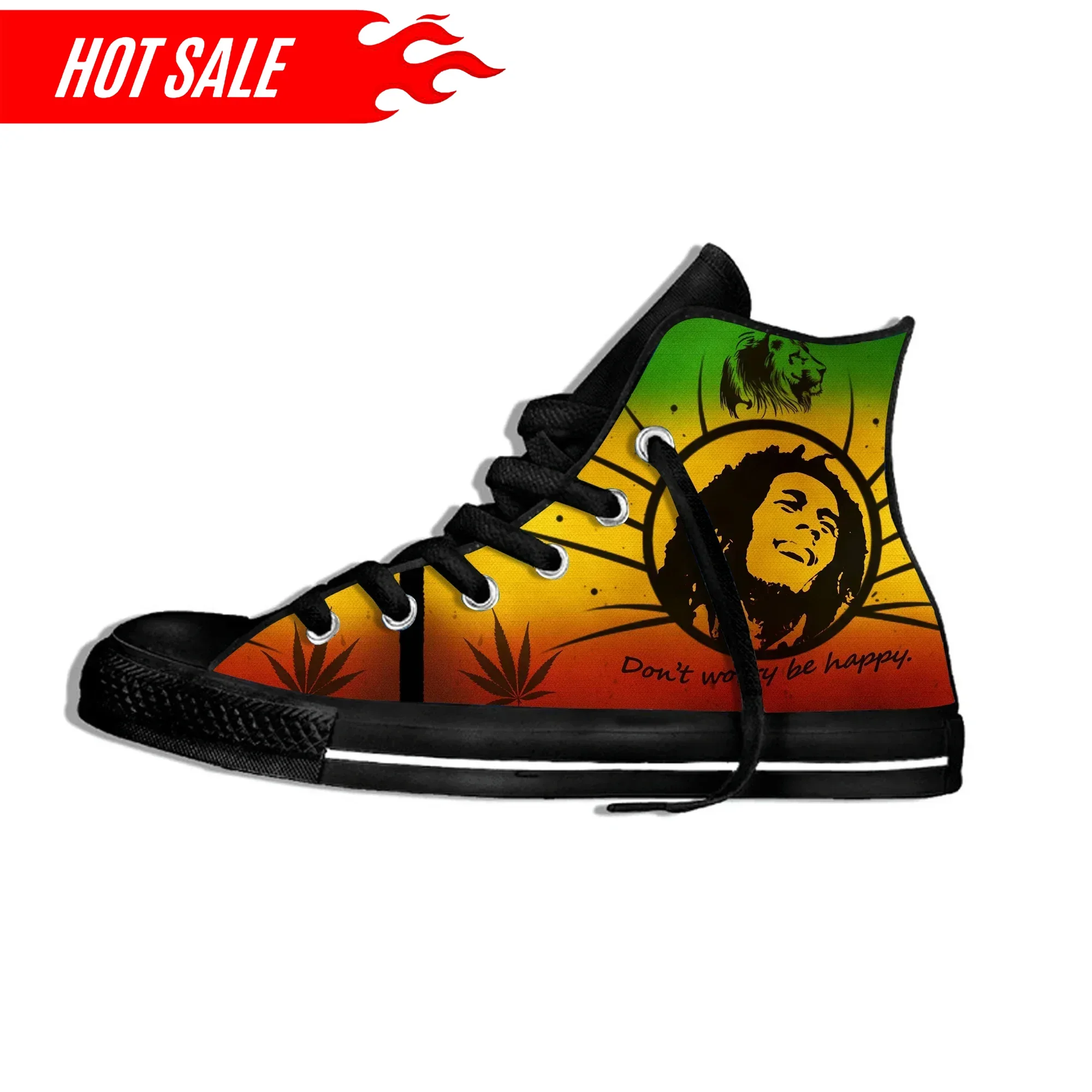 

Hot Summer Legend Bob Marley Reggae Music Novelty Design Lightweight High Top Canvas Shoes Men Women Casual Breathable Sneakers