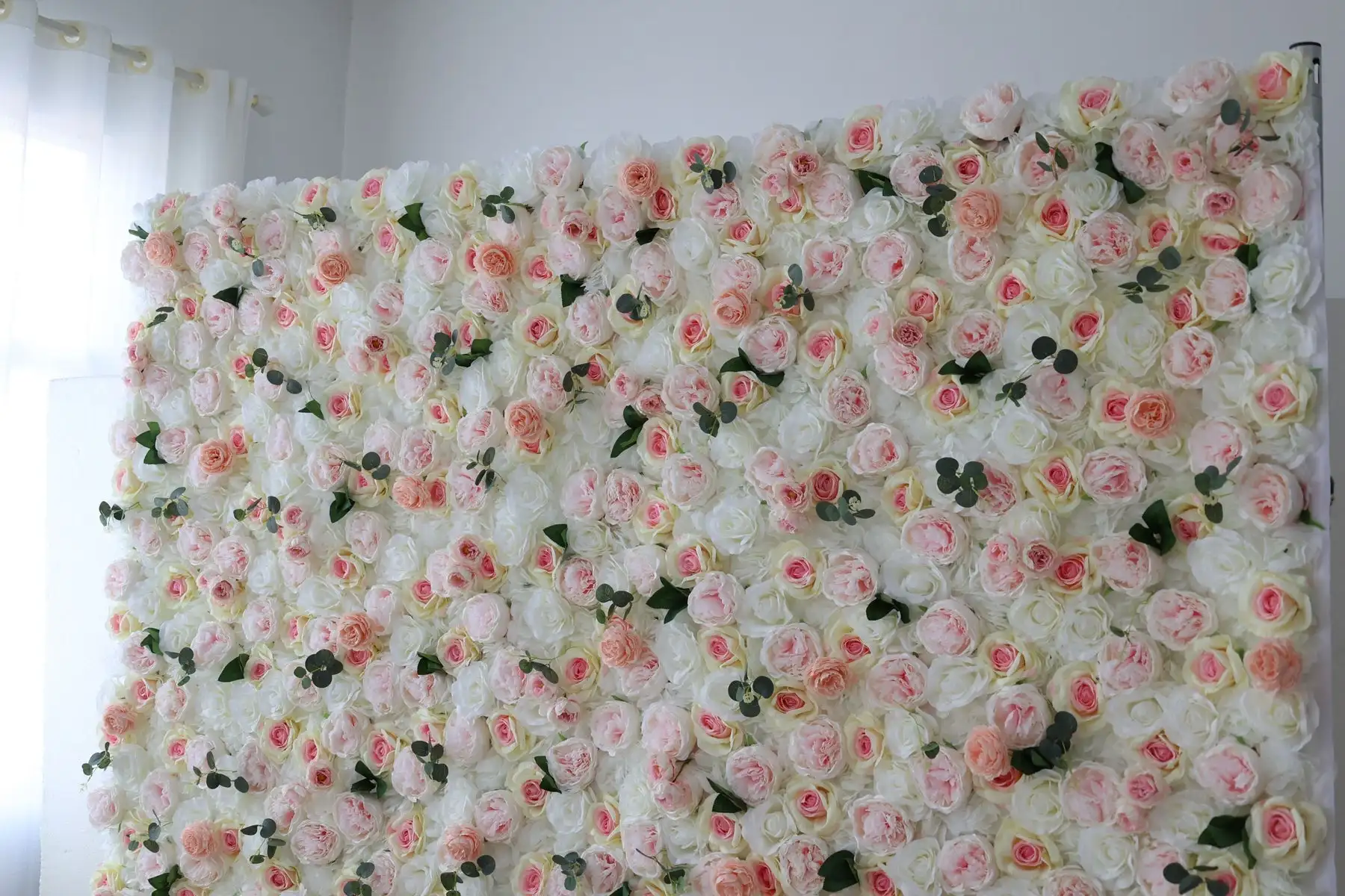 Outdoor Wedding Backdrop 3D White series Curtain Cloth Flower Wall Rose Hydrangea Arrangement Floral Event Party Reception Props