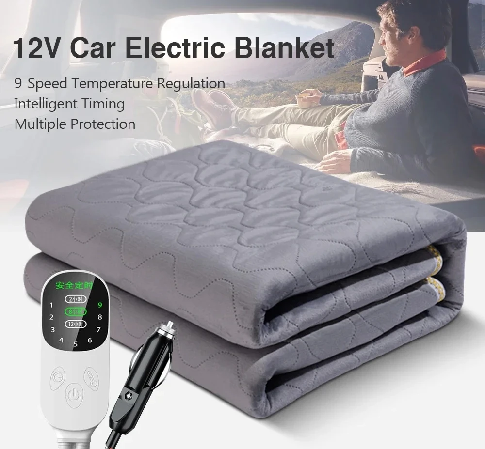 Heating Mat Winter Body Warmer For RV SUV Car 12V Electric Blanket Plush Thicker Heater Heated Mattress Thermostat Travel