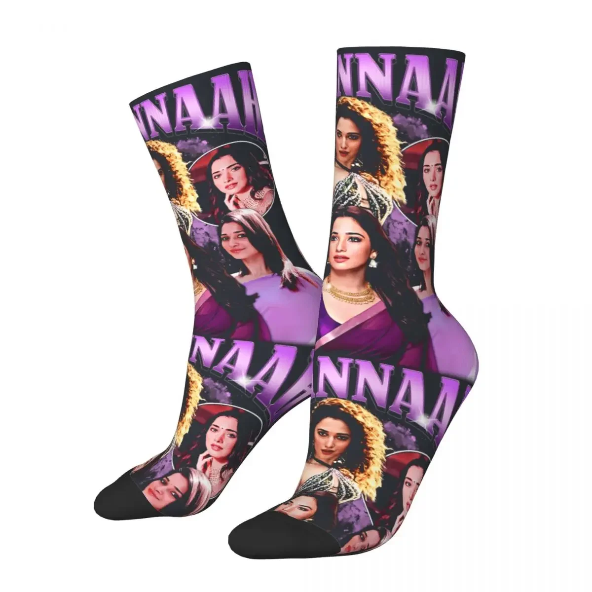 

Vintage Tamannaah Crazy Men's compression Socks Unisex Tamannaah Street Style Pattern Printed Funny Novelty Happy Crew Sock Boys