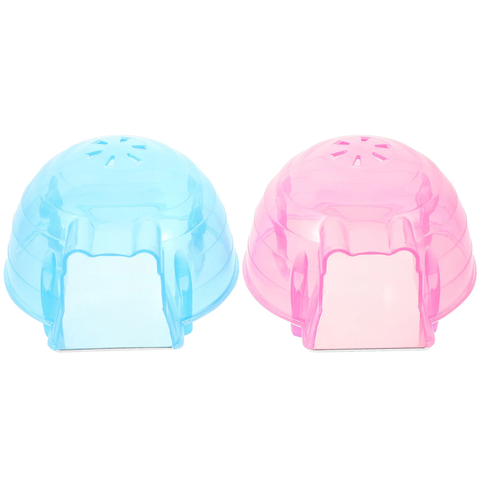 

2Pcs Hamster Summer Cool House Translucent Plastic Cooling Pad Refreshing Nesting Hut Pink Blue Hamster House Cooling Mini Hut
