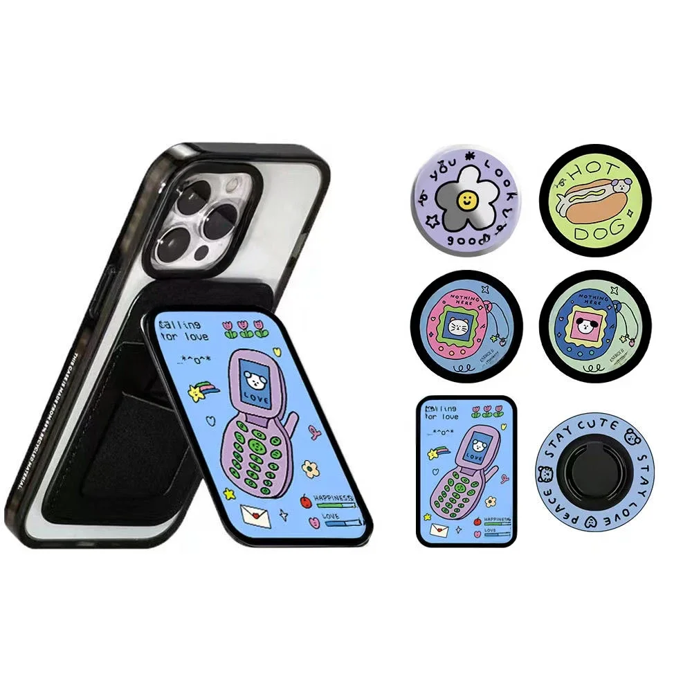 

Stay Cute Magnetic Folding Black Phone Stand for IPhone 12 13 14 15 16 Pro Max Holder Mount Support for S25 Ultra