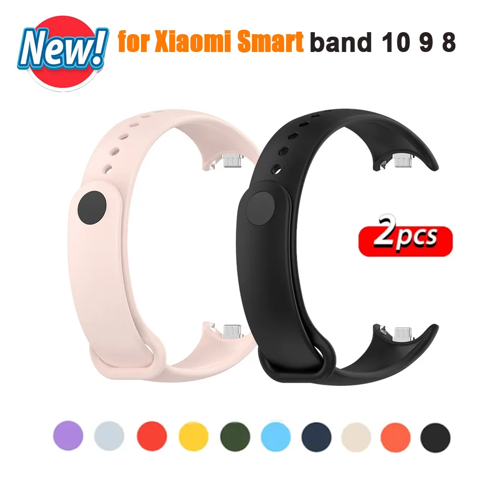 Silicone Strap For Xiaomi Smart Band 10 9 8 Wristbands Replacement Correa For Xiaomi Mi Band 8 9 10 Accessories Sport Bracelet