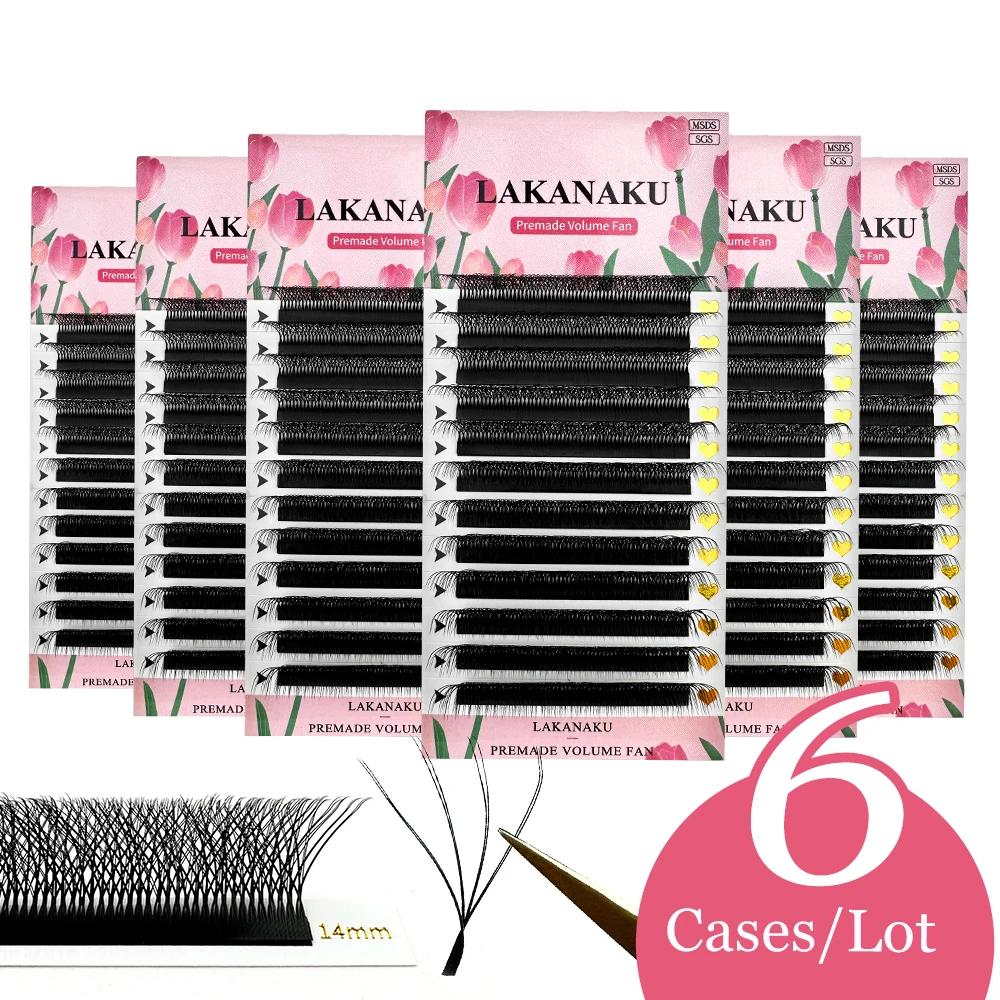 

LAKANAKU Lashes 8D W Shape Lashes 6 Trays Extensions Premade Volume Fan High Quality False Eyelashes Supplies Extensions