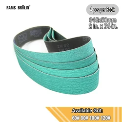Bandes Abrasives de Ponçage, 915x50mm, Z/A, 2x36 Pouces, P40, P60, P80, P120 Assorties, 4 Pièces
