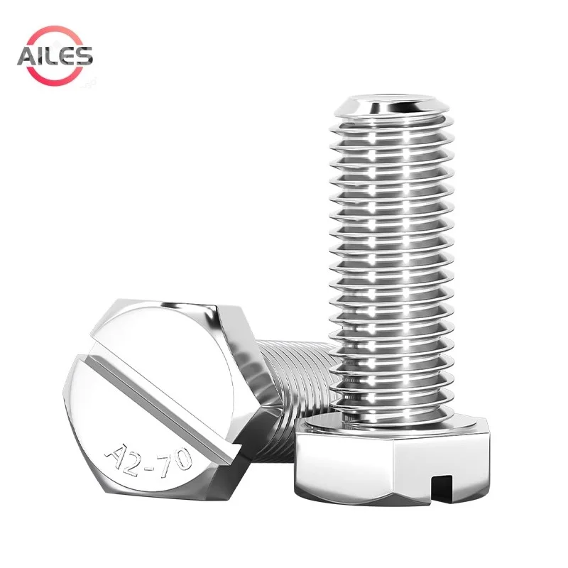 

304 Stainless Steel Slotted Outer Hexagon Screws M4 M5 M6 M8 M10 M12 M14 M16 External Slot Hex Head Bolts