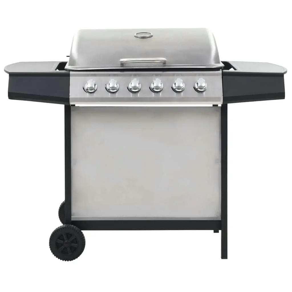 6-Zone Stainless Steel Gas BBQ Grill - Silver Color for Perfect Outdoor Cooking