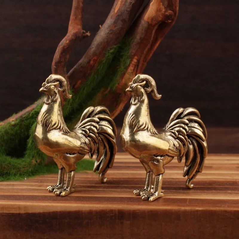1/3 Piece Brass Rooster Ornaments - Retro Farmhouse Style Metal Finish, Sturdy Rooster Statue for Home