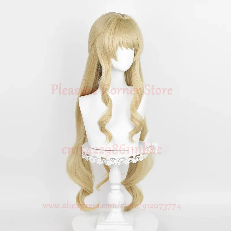 2025 yiyi Genshin Impact Fontaine Navia كوسبلاي كتان ذهبي للنساء شعر مستعار صناعي مقاوم للحرارة