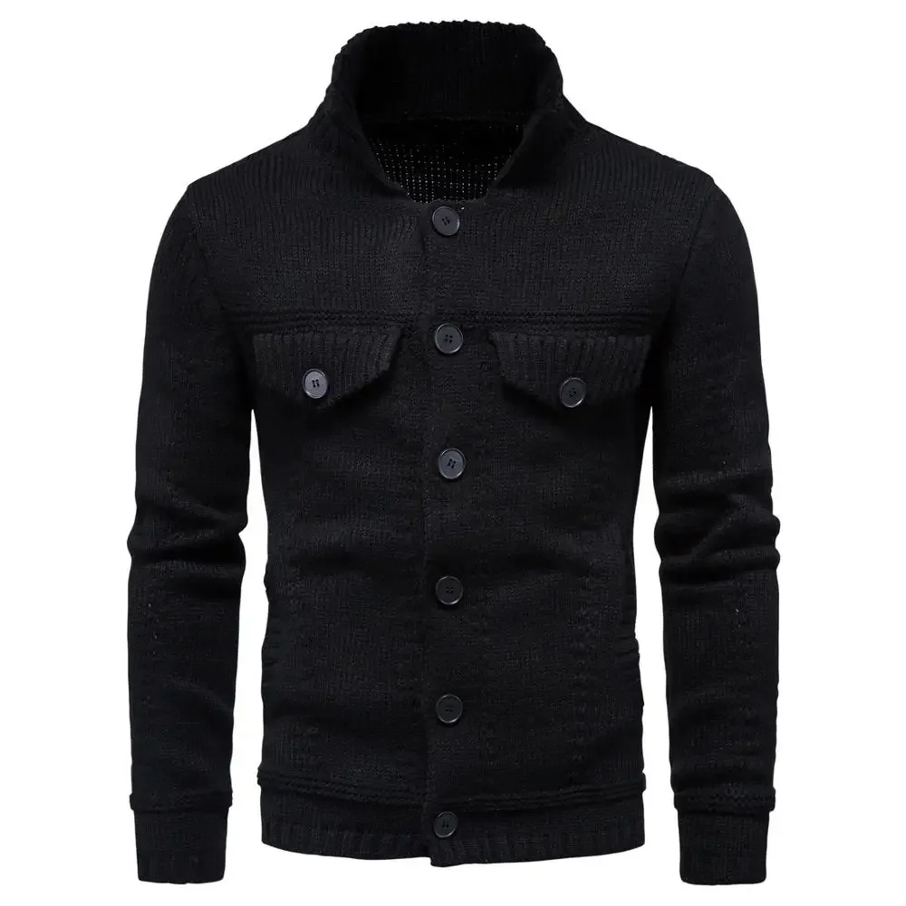 

Men's Knitted Sweater Jacket Warm and Thicker in Winter Long Sleeve Cardigan Wool Men's Lapel Workwear Cardigan Outer Sweater