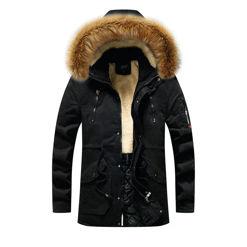 

Men's Clothing Top Long Fleece Parkas Men Thick Warm Winter Jackets Man Parka Plus Size Casual Fashion Outwear Stand Colar Coats