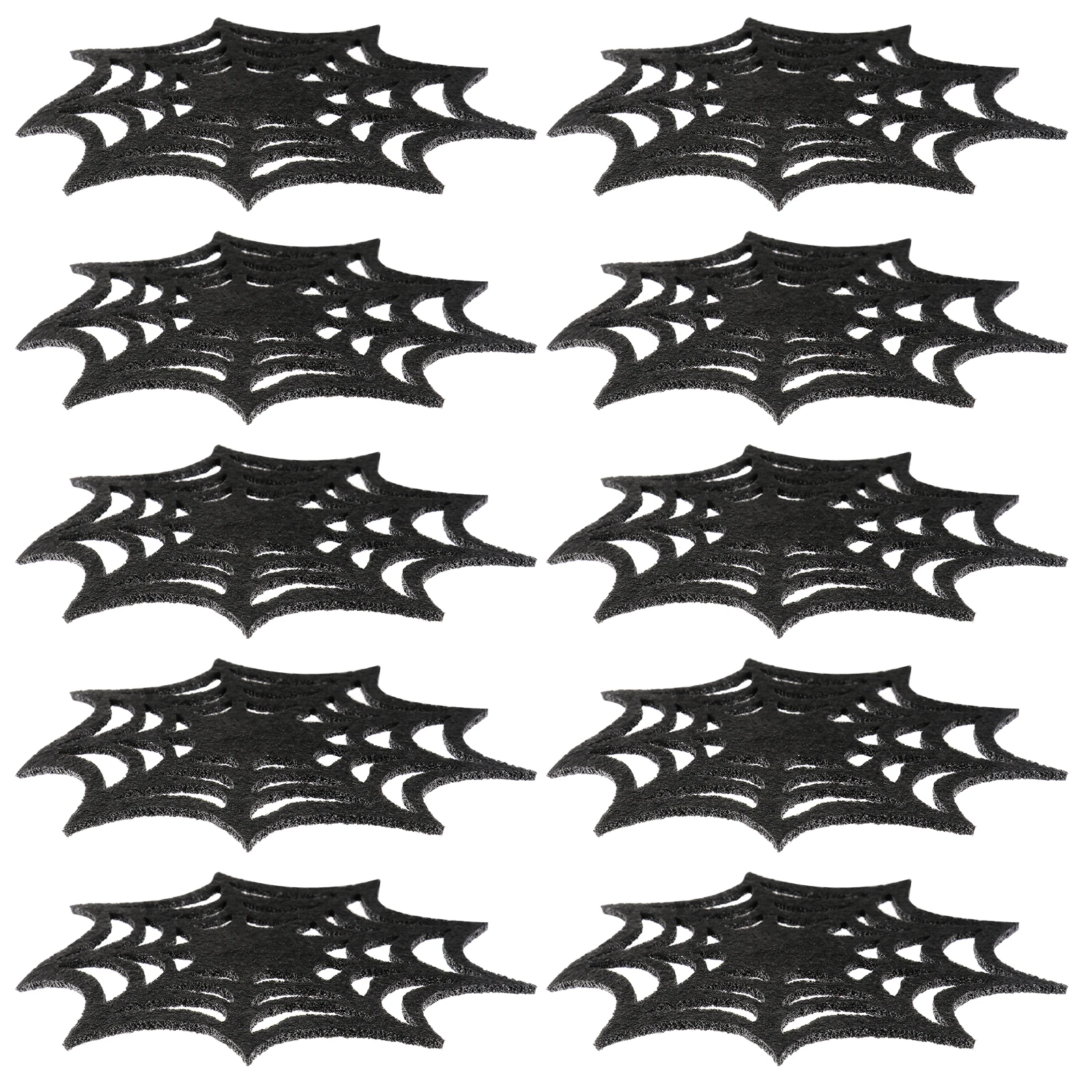 

10pcs Spider Web Placemats Halloween Table Coasters Insulated Bowl Hollow Out Cup Mats Nonwovens Anti Slip Heat Protection