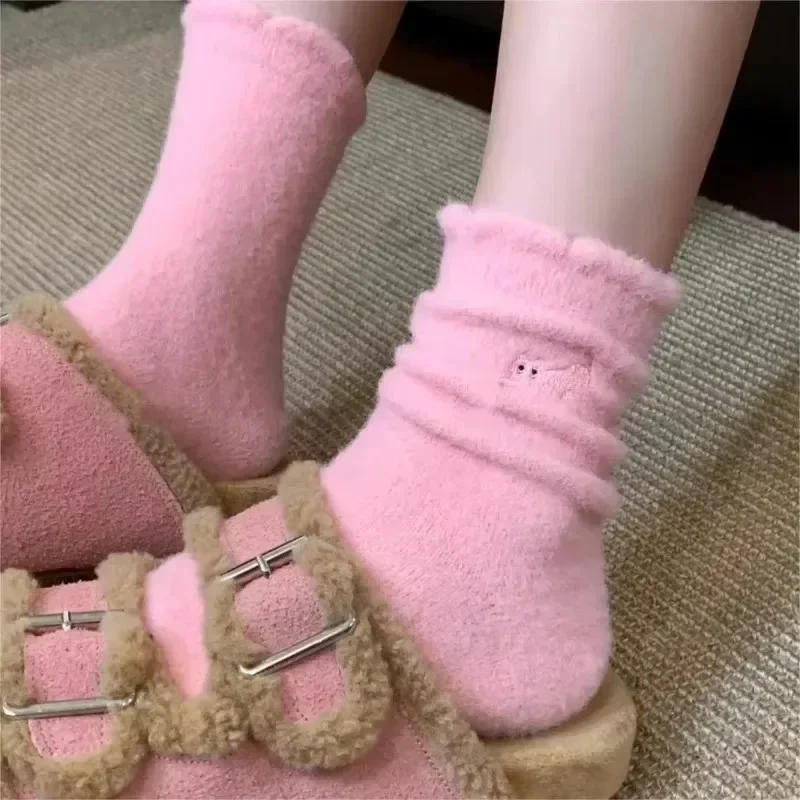 Thickened Premium Feel Cute Cat Cozy Hairy Mink Velvet Socks Autumn Winter Hosiery Plush Warm Sleep Home Fluffy Fleece Socks view 5