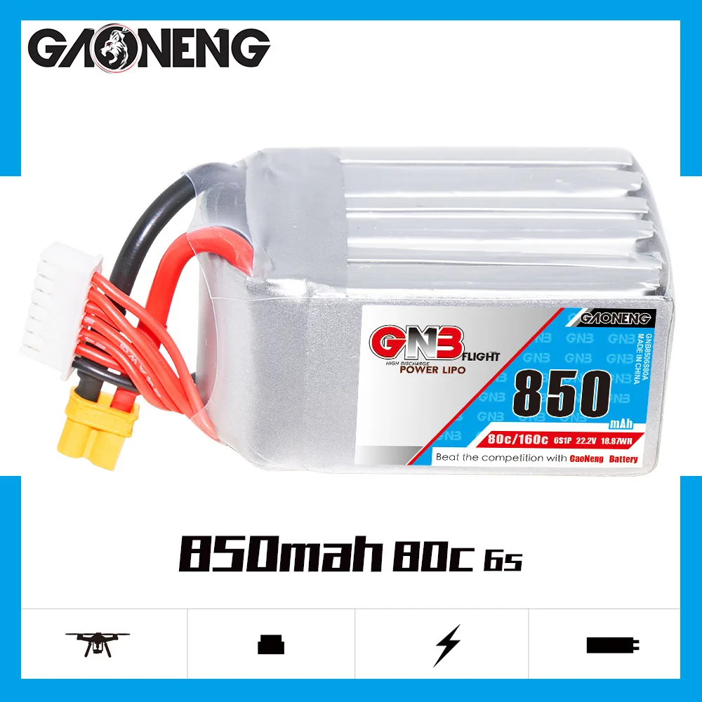 GNB 2S 3S 4S 6S 850mAh 80C LiPo Battery For RC Helicopter Quadcopter FPV Drone RC Car Boat Parts 7.6V 11.1V 14.8V 22.2V Battery