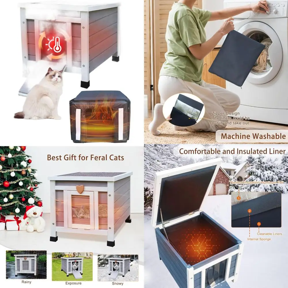 

Изолированное уличное укрытие для кошек с теплой подкладкой для зимы, устойчивая к атмосферным воздействиям деревянная хижина для кроликов для ферлов и кроликов