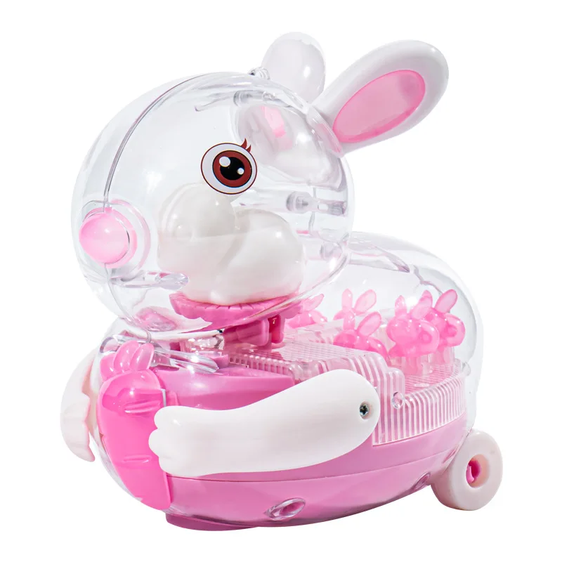 Children's Light-emitting Electric Small Animal Gimbal Toys Creative Cartoon Cute Rabbit Electric With Music Lights Rocking Toys