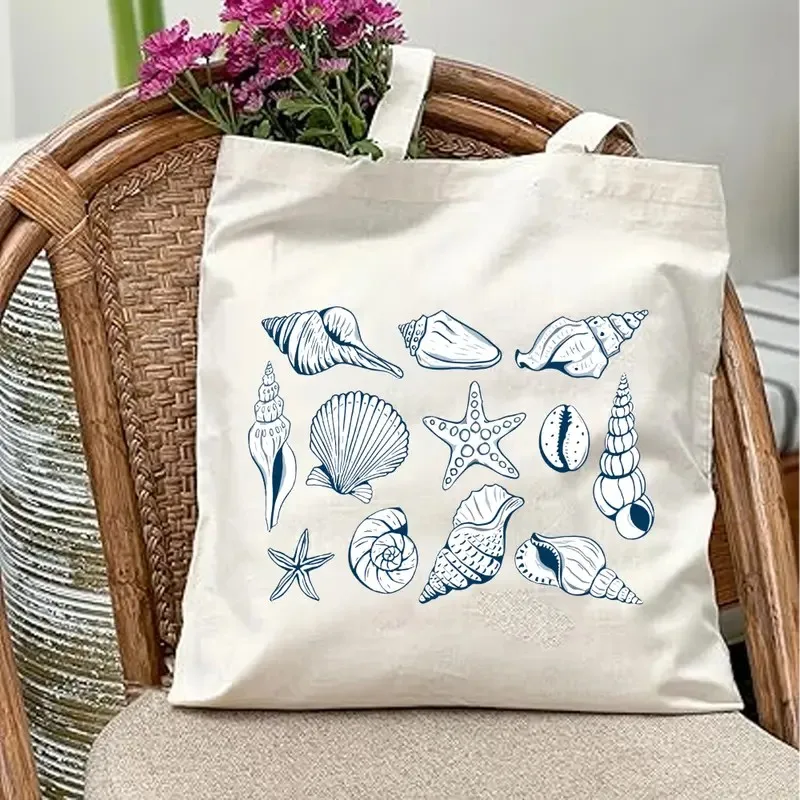 Meeresorganismen-Tragetaschen mit leuchtenden Hai-, Fisch- und Oktopus-Designs, Schultertasche für Strand, Picknick, Reisen und Einkaufen – Detail 6