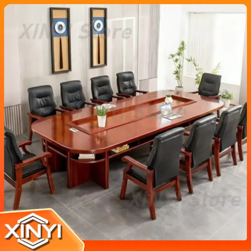for Simple Modern Conference Table for Meeting Room Large Multi-Person Long Table with Chair Group New Chinese Style Design