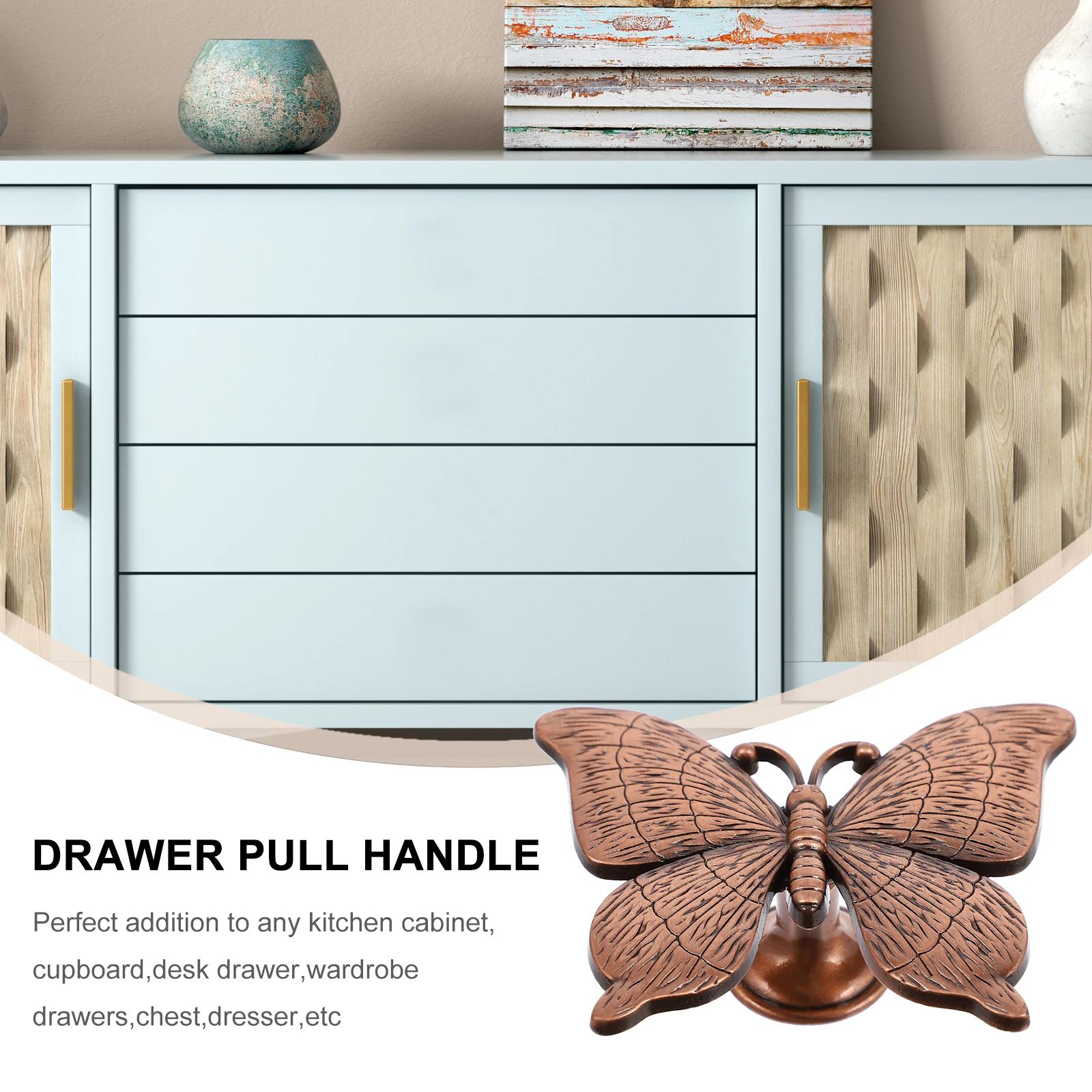 

2 Pcs Cabinet Knobs Metal Butterfly Handle Door Pull High Quality Kitchen Handles Furniture Pulls for Dresser