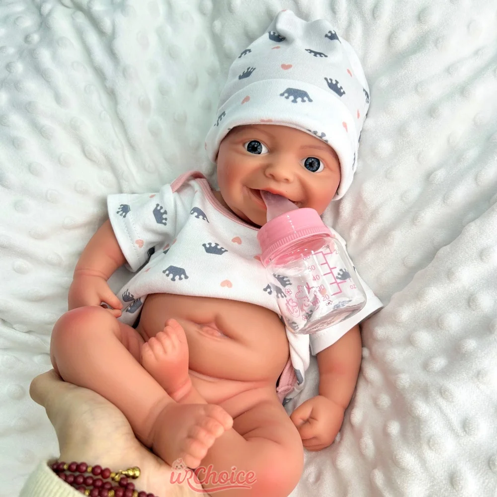 

42cm Full Silicone Reborn Baby Girl Soft and Weighted Doll Handmade Realistic Details for Alzheimer's Patients Gift