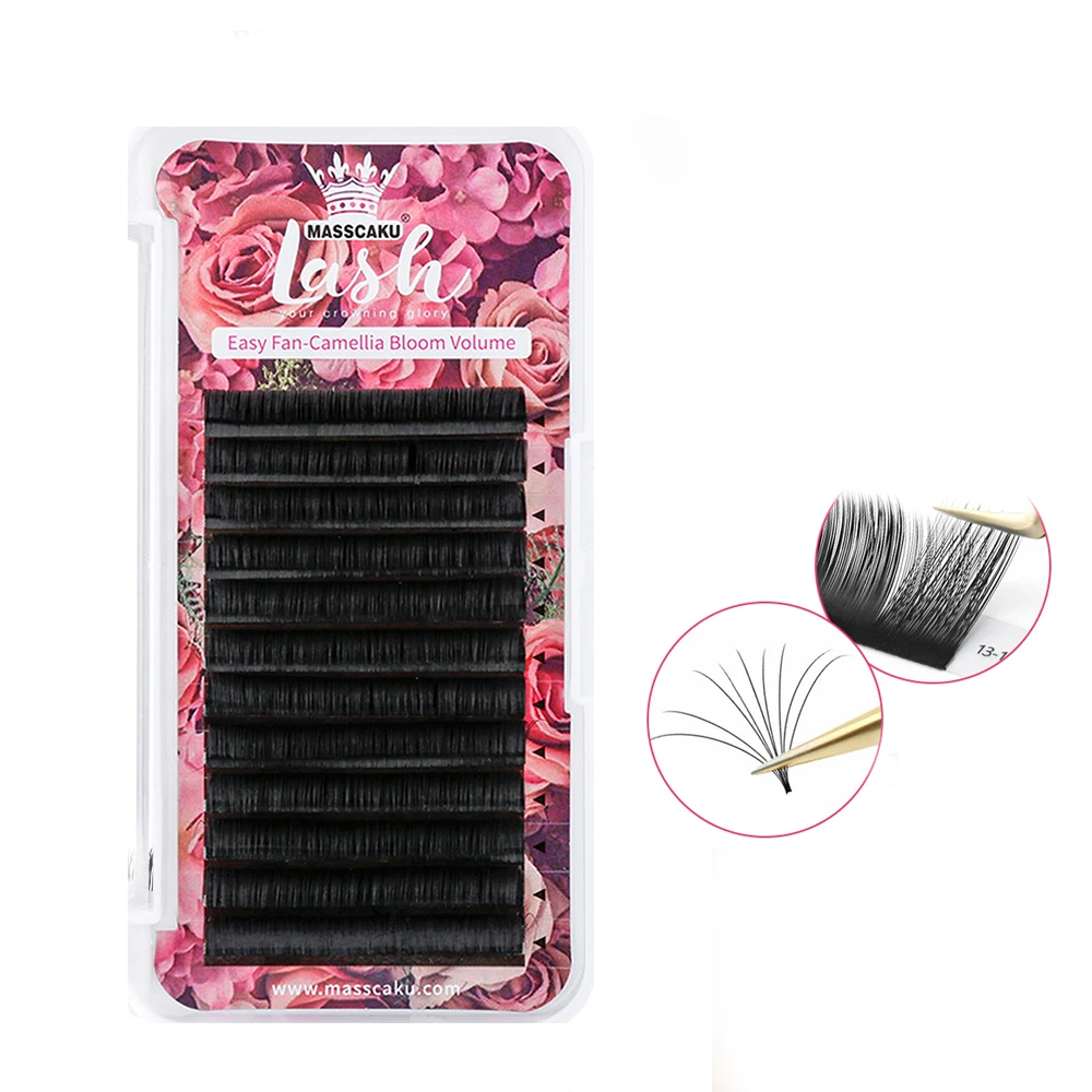 

10pcs Private Label Lash Supplies Silk Lash Extension Tray Easy Blooming Fans Volume Eyelash Extension Professional