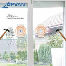 CPVAN-Detector vibratorio de ventana para el hogar, alarma de protección de seguridad antirrobo CP10 Pro, accesorios de 433Mhz, sensor de vibración