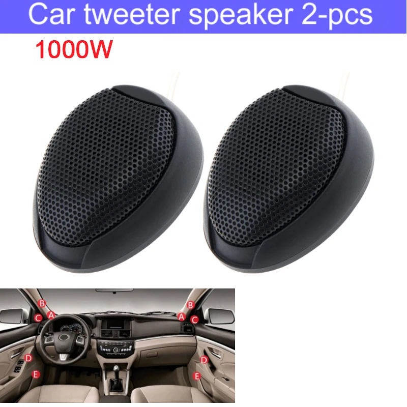 

Universal 2Pcs 12V Tweeter Car Speakers Tweetr High Efficiency Mini Dome Speaker Loundspeaker Lound speaker for Car Audio Sound