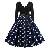 Plus Size Women Dress Vintage Long Sleeve Polka Dot Spring Autumn New Year Party Dresses 3XL Vestidos - Image 5