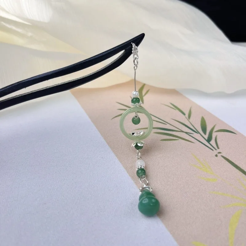 

Эфирная заколка для волос с пряжкой мира и кисточкой, палочка для волос в китайском стиле, древнее элегантное украшение для волос для женщин, крутой тонированный аксессуар