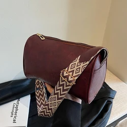 Wysokiej jakości PU skóra, szerokie torba z pasek na ramię na ramię, damskie mała torebka damskie Vintage, torba Messenger Crossbody na poduszki