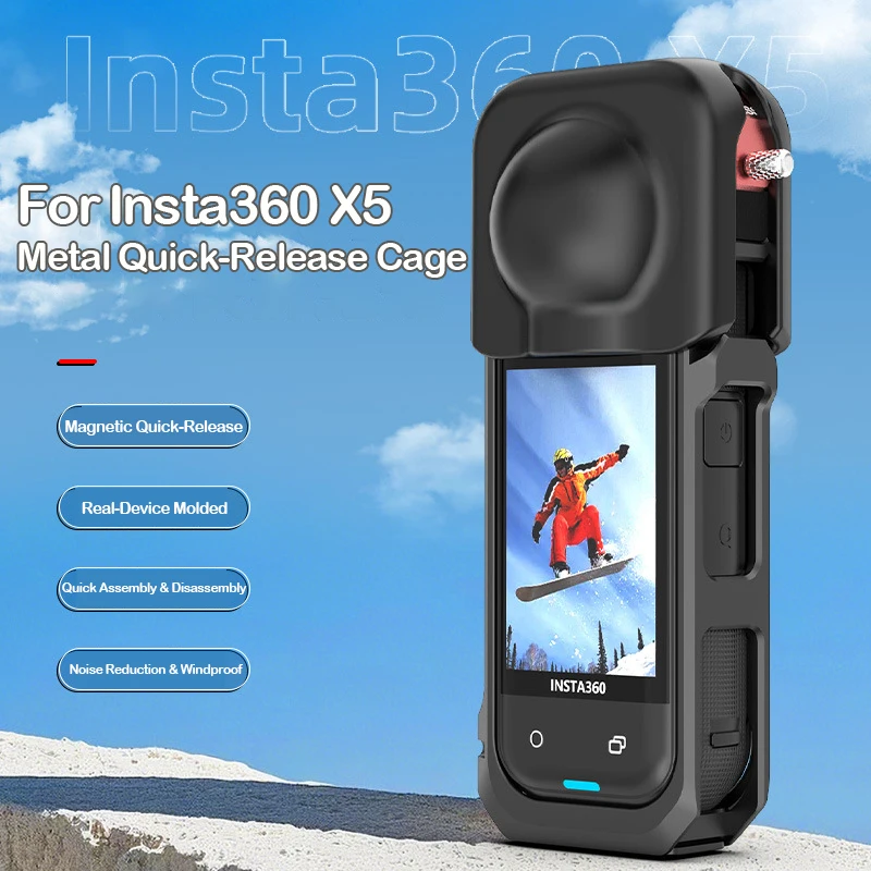 

Для Insta360 X5 защитная расширительная рамка из алюминиевого сплава противоударный защитный чехол в клетку для кроликов с силиконовой крышкой объектива