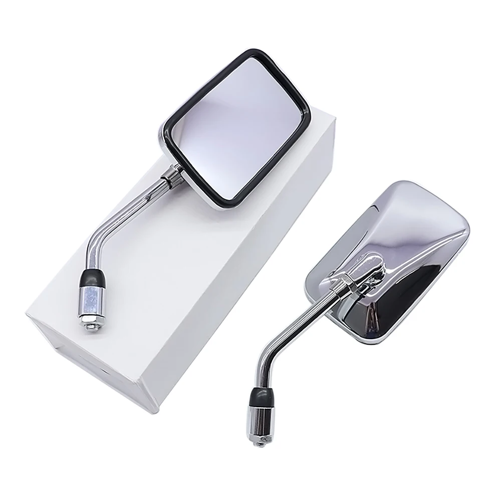 1Pair Universal Rectangle Motorcycle Rearview Mirrors 10mm Chrome Retrovisor Mirror Moto For Honda