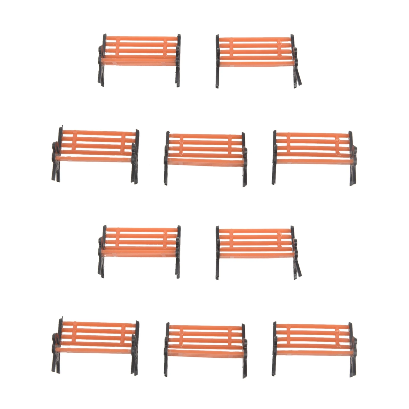 10 قطع من البلاستيك نموذج بارك مقعد نموذج المشهد 1:50 مع ذراع أسود-ABQU