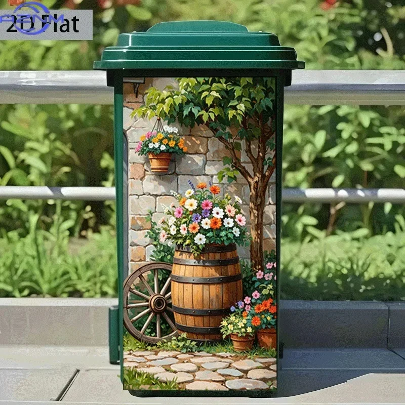 2D Print Stylish Pattern Decal DIY Renovation Ornament for Household Garbage Dustbin