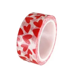 1 Roll of Red Love Heart Pattern DIY Decorative Paper Craft Tape Cute Stationery School Supplies Valentine's Day Self-adhesive