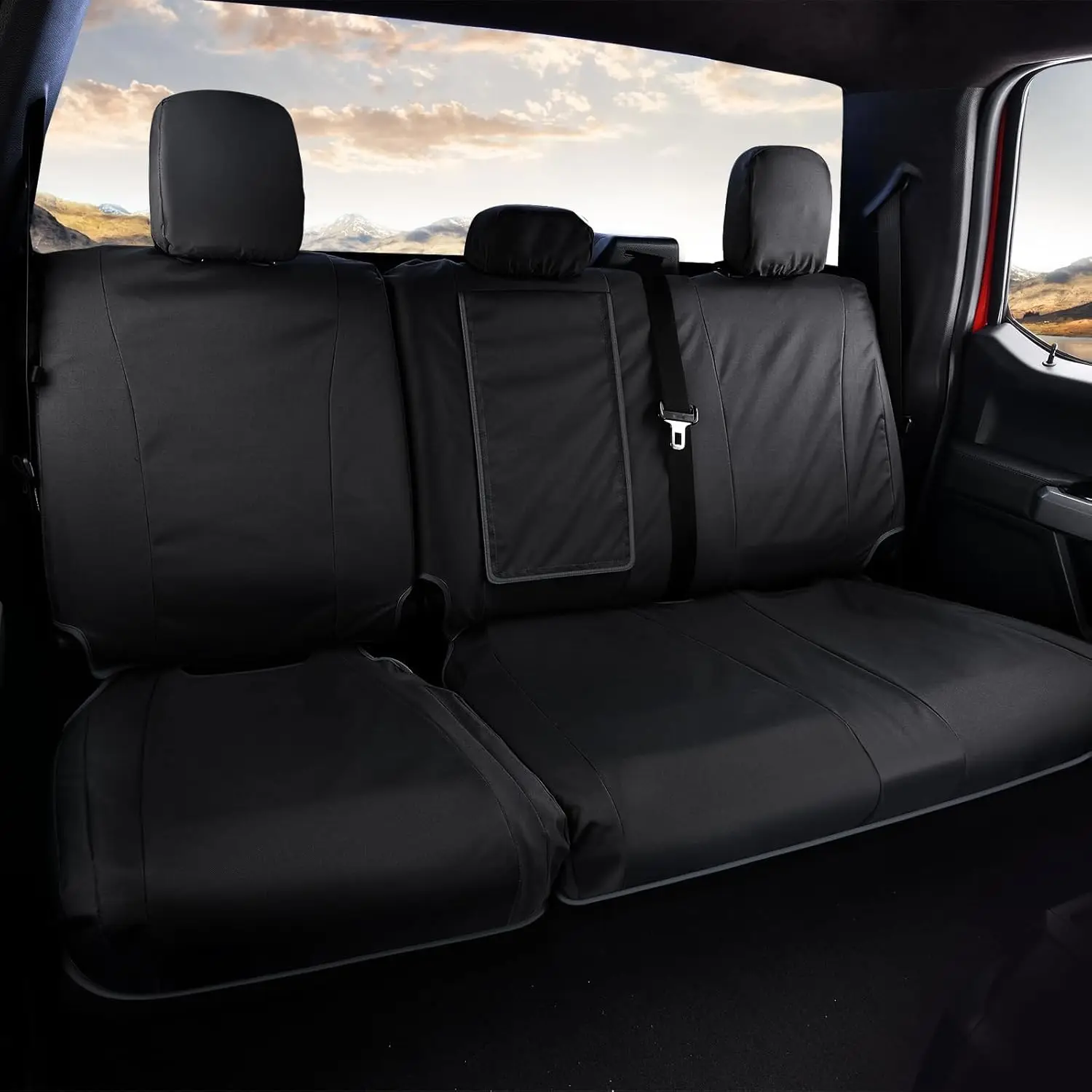 

Waterproof Oxford Rear Bench Car Seat Cover for Ford F150 F250 F350 F450, Protects from Spills and Pets, Black