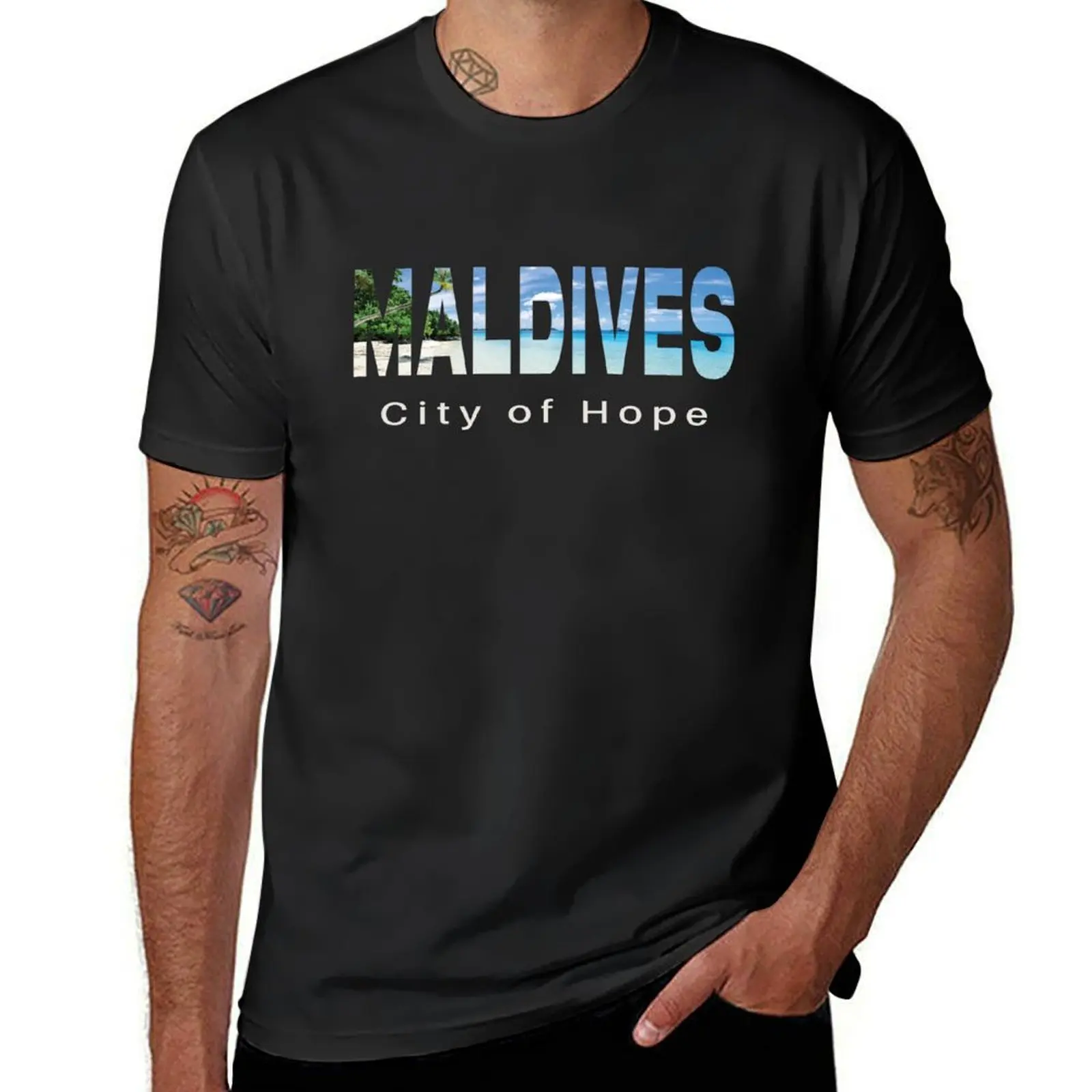 Maldives city of hope T-Shirt anime Blouse men clothing