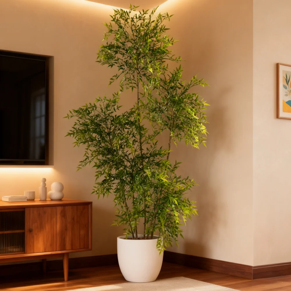 

Разноцветная искусственная елка нандина домашняя, высококачественное декоративное растение для гостиной, имитирующее зелень, в горшке.