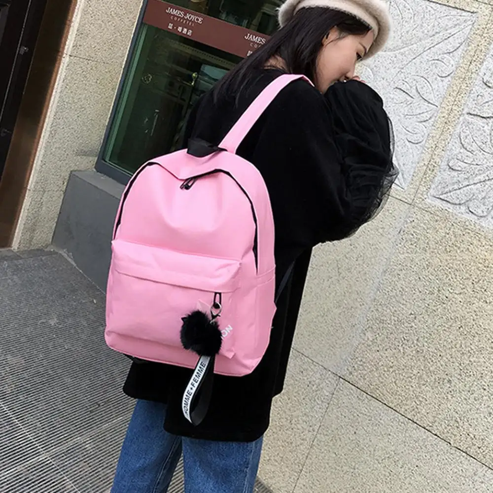 Mochila de lona estilo coreano casual para mulheres, mochila escolar para viagens, bolsa de armazenamento