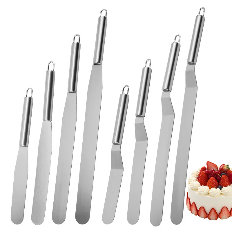 

Spot 6/8/10/12 inch stainless steel cake spatula curved cream scraper baking cake knife kiss knife
