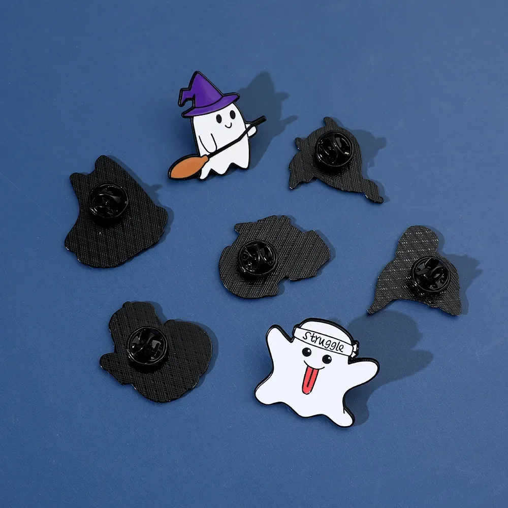 Bros kartun Halloween lencana Enamel pin labu hantu kecil lucu kreatif untuk hadiah Aksesori Cosplay jaket ransel