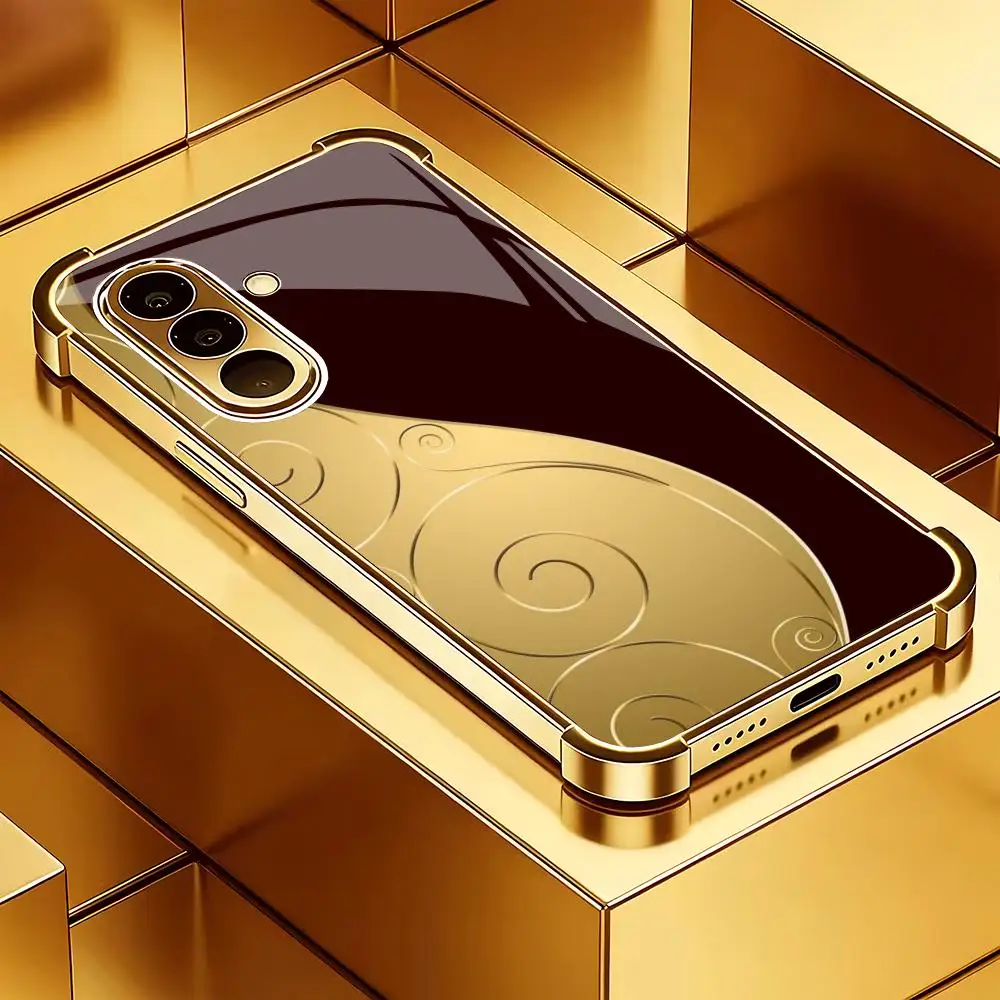 Electroplated anti-drop glass Phone case for Samsung Galaxy S26 S25 S24 S23 S22 S21 S20 Plus/Ultra/FE Golden texture pattern