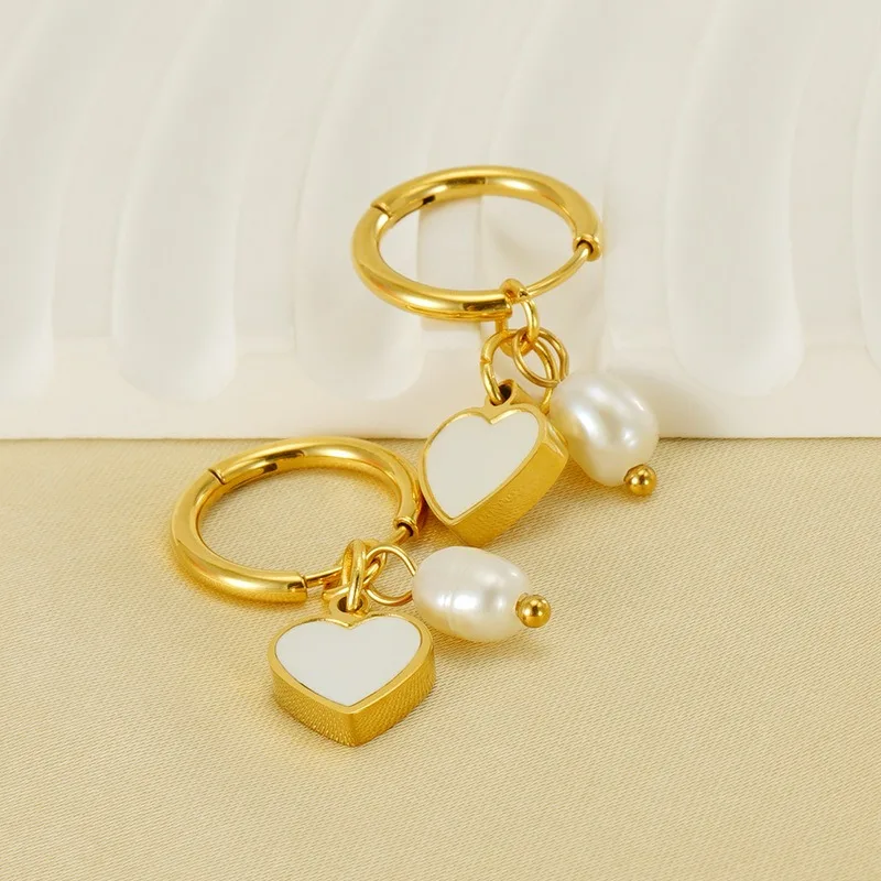 

Long Fringed Pearl Earrings Women's Shell Titanium Steel Exquisite High-end Love Earrings Earrings