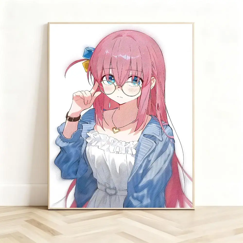 Energetic Anime B-Bocchi the Rock Poster Classic Self-Adhesive PP Wall Sticker for Living Room Bar Decor Gift