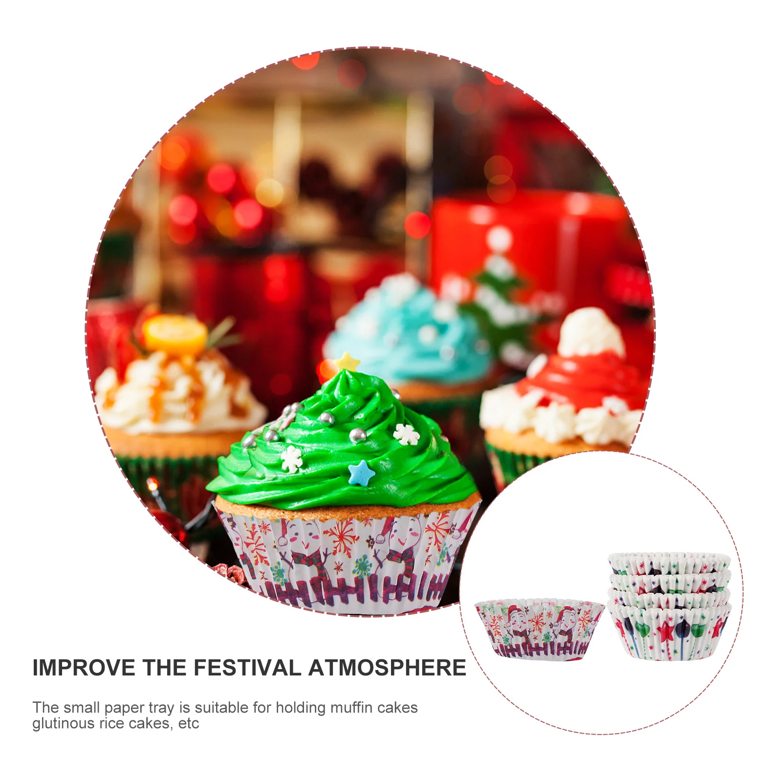 

400Pcs Christmas Cupcake Cups Heat Resistant Grease Proof Paper Baking Cups Paper Dessert Holder Party Christmas Cupcake Cup