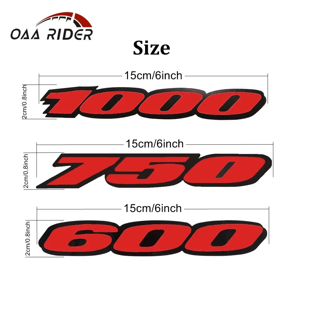 

5.74'' 600/750/1000 Sticker Motorcycle Fairing Tail Sides Red Sticker Decal Emblem for GSX-R600 XJ6 R6 BN600i CBR600RR BJ600GS-A