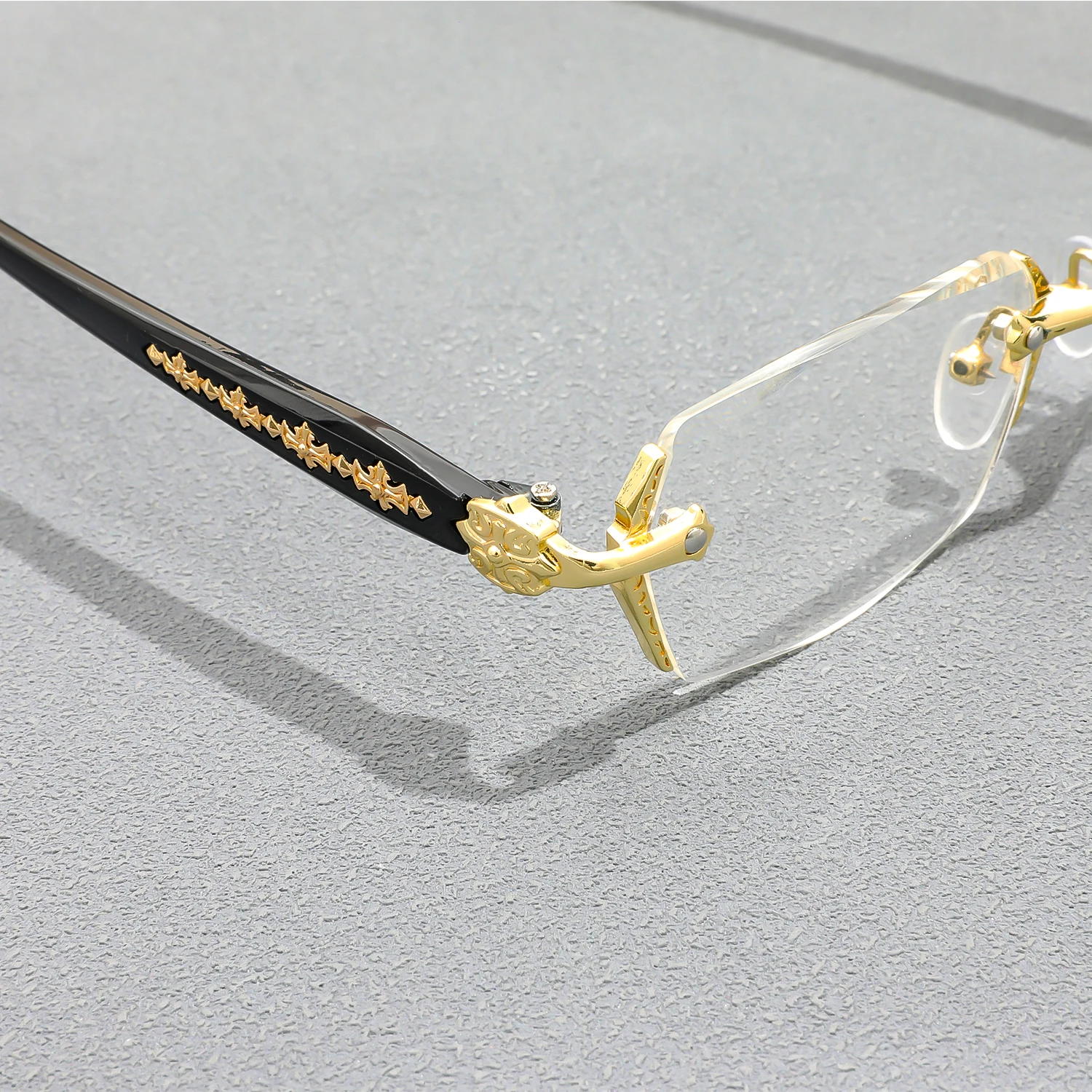 Retro Lesebrille für Männer Frauen randloses Design Männer presbyopische Brille blaues Licht blockiert – Detail 6