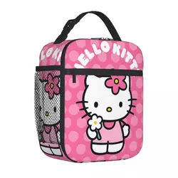 Hello Kitty Flower Insulated Lunch Bags Cooler Bag Reusable Lunch Container Leakproof Lunch Box Tote Men Women College Travel