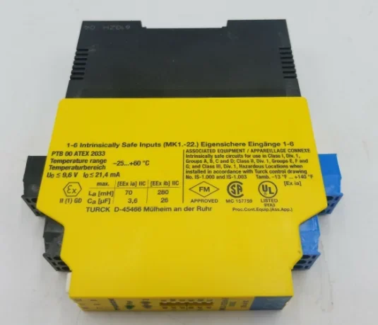 

Изолирующий преобразователь сигналов Turck MK13-121Ex0-R/230VAC (двухканальный, искробезопасный) для промышленной автоматизации, модель 2026 года